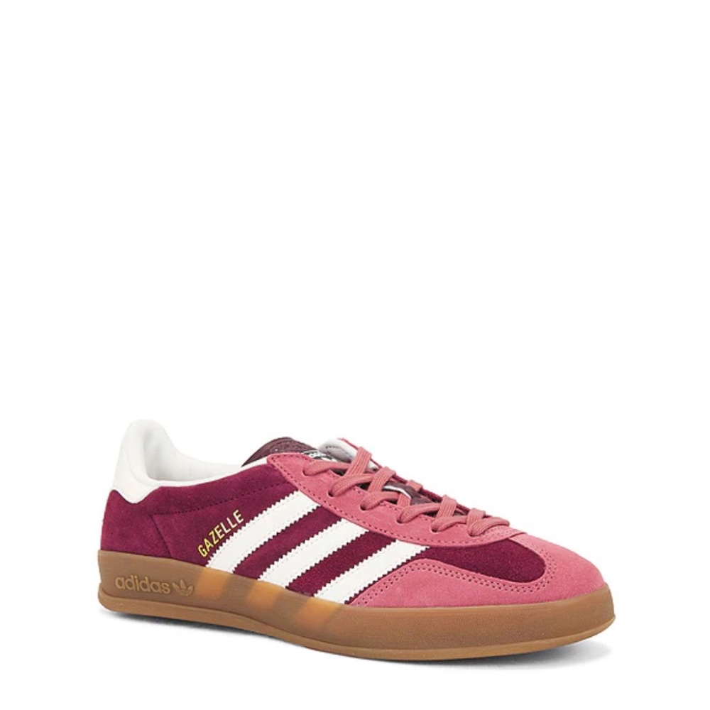 Adidas Gazelle Indoor in Maroon, White and preloved Crimson